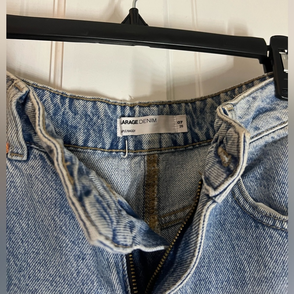 Garage wide leg slight ripped jeans, medium wash
